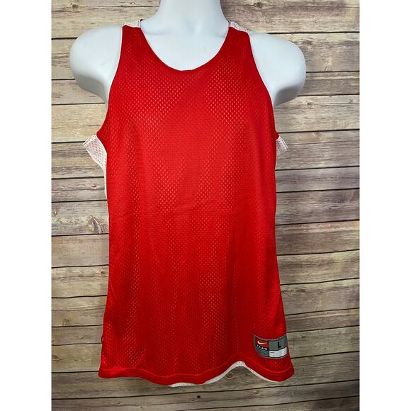 NIKE Team Reversible Tank Top Jersey Size Large Red White Vintage 90s Men's - Picture 2 of 9